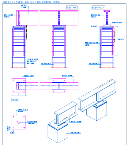steel_beam_to_reinforced_concrete_connection_steel_frames_structural